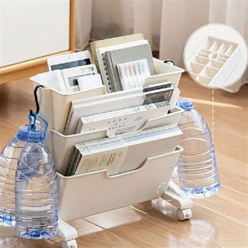 Rolling Uftility Book Cart 3-Layered Movable Book Storage