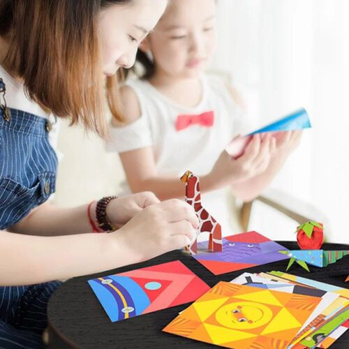 54Pcs/Set Baby Craft Toys Cartoon Animal Origami Paper Cutti