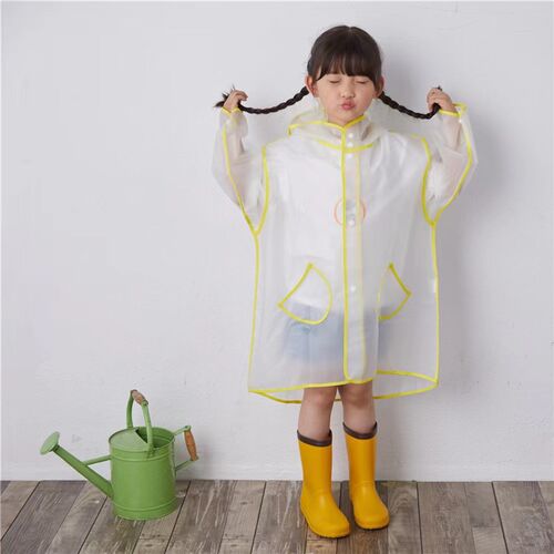 Kids Raincoat Waterproof Rain Poncho Clear Transparent Child