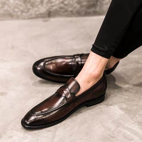 Men Leather Dress Shoes Fashion Non-Loafers Plus Size