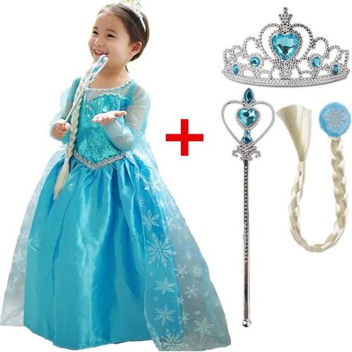 2024 New Elsa Dress For Girl Summer Dress Princess Cosplay C