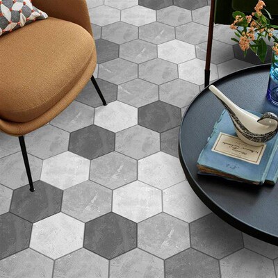 11PCS cement gray self-adhesive home decoration hexagonal fl