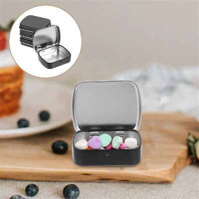 10Pcs Mini Hinges Tin Box Small Case Iron Candy Cans