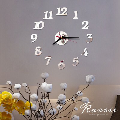 One Set DIY Creative Digital Acrylic Wall Clock Frameless Mi