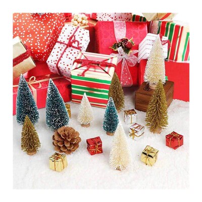 24PCS Artificial Mini Bottle Brush Trees Christmas Village T