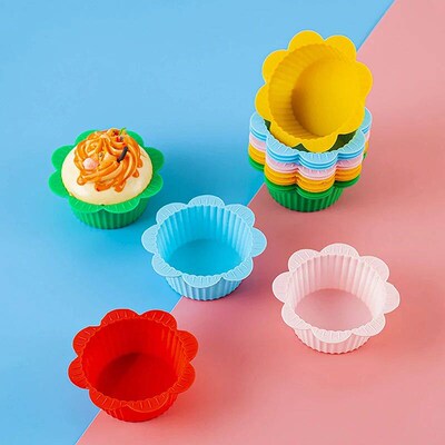 5Pcs Silicone Egg Tart Mold Sunflower Shaped Cupcake Muffin