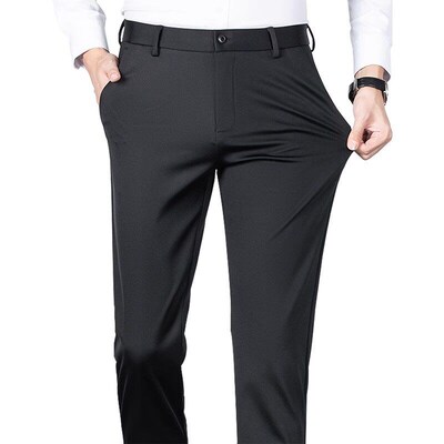 Non-ironing Sretch Trousers Mens Ice Silk Casual Pants Men