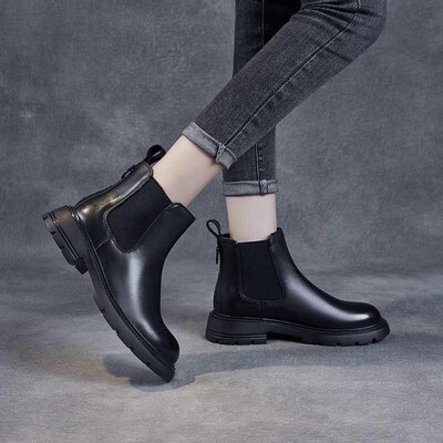 Round toe cigarette tube boots female sheepskin Martin boots
