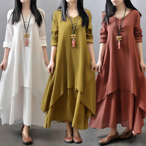 new Summer Women Boho Vintage Kaftan Loose Gypsy Maxi Dress