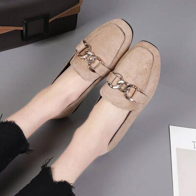 Spring Fashion Flat Shoes Women Quality Metal Slip on Loafer