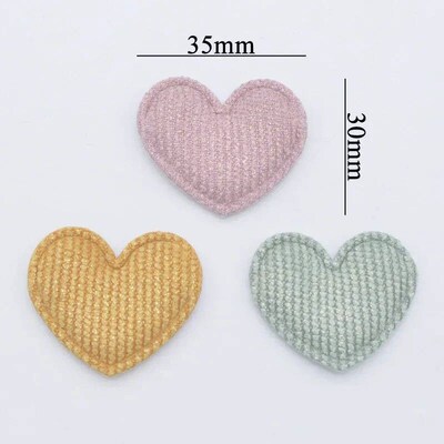 50Pcs/lot 35*30mm Padded Glitter Cloth Heart Appliques for D
