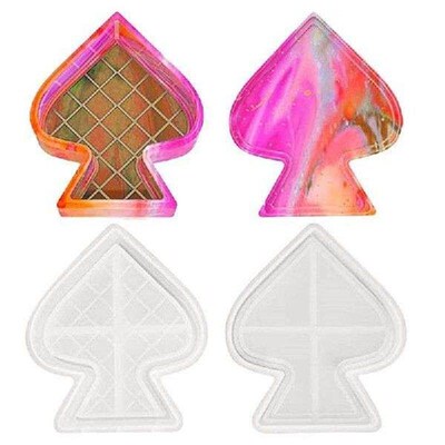 DIY Crystal Epoxy Silicone Mold Spade Heart Box Diamond