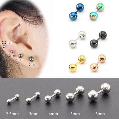 1Pair 16G Tragus Helix Bar Stainless Steel Barbell Daith Ore