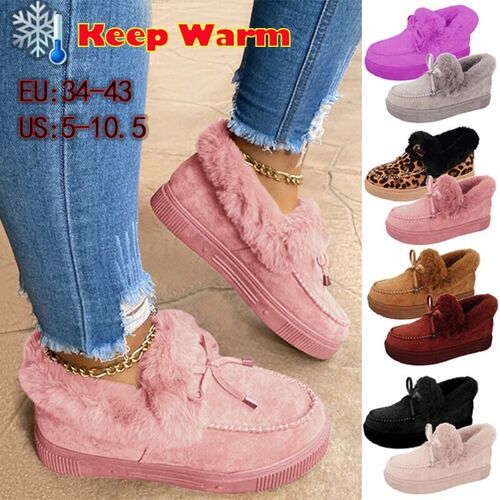New Women Winter Ankle Boots Suede Leather Snow Boots Plush