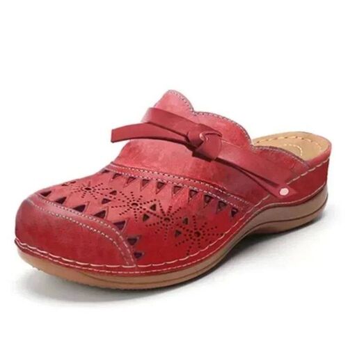Womens Summer Flat Round Toe Sandals 2024 New Retro Button