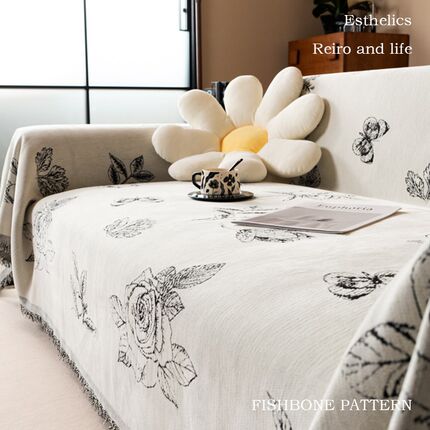 沙发巾中古风四季通用复古防猫抓202盖布雪尼尔全盖沙发垫沙发