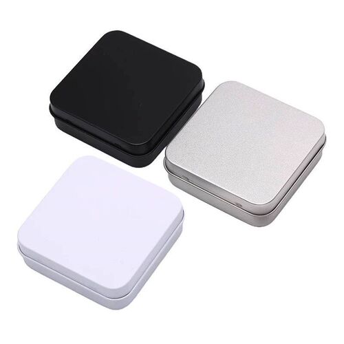 Mini Metal Tins Container Square Hinged Flip Storage Tin Box