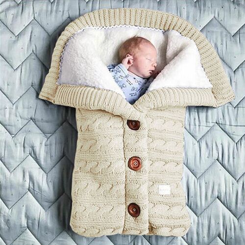 Newborn Baby Winter Warm Sleeping Bag Infant Button Knit Swa