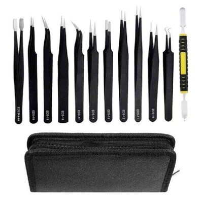 12PCS Anti-static ESD Tools Kit Non-magnetic Stainless