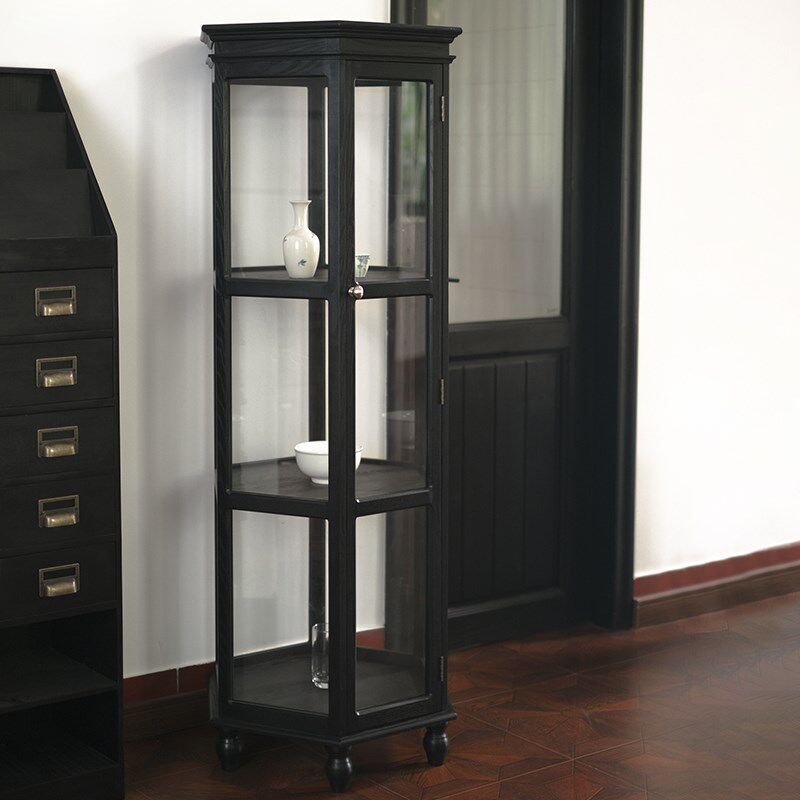 闻森家居中古展示柜六角白蜡实木玻璃酒柜法式复古客厅家用陈列柜,住宅家具,家用陈列柜,淘宝优惠券,粉丝福利购,淘宝优惠卷