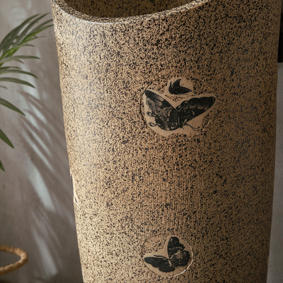 庭院水池立柱盆洗手台盆一体洗手盆落地式洗脸盆柱式洗面盆立柱盆