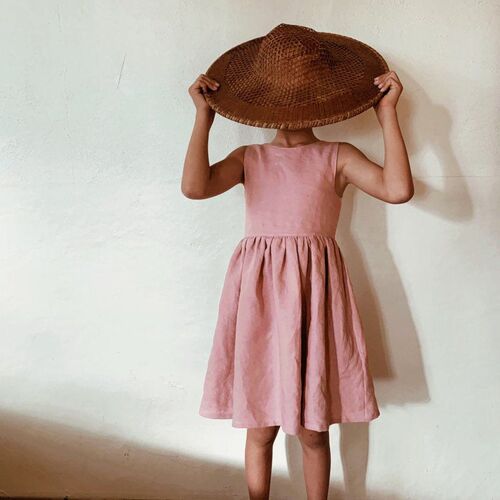 Girls Dress 2023 Summer New Back Split Deep V-Neck Sleevele