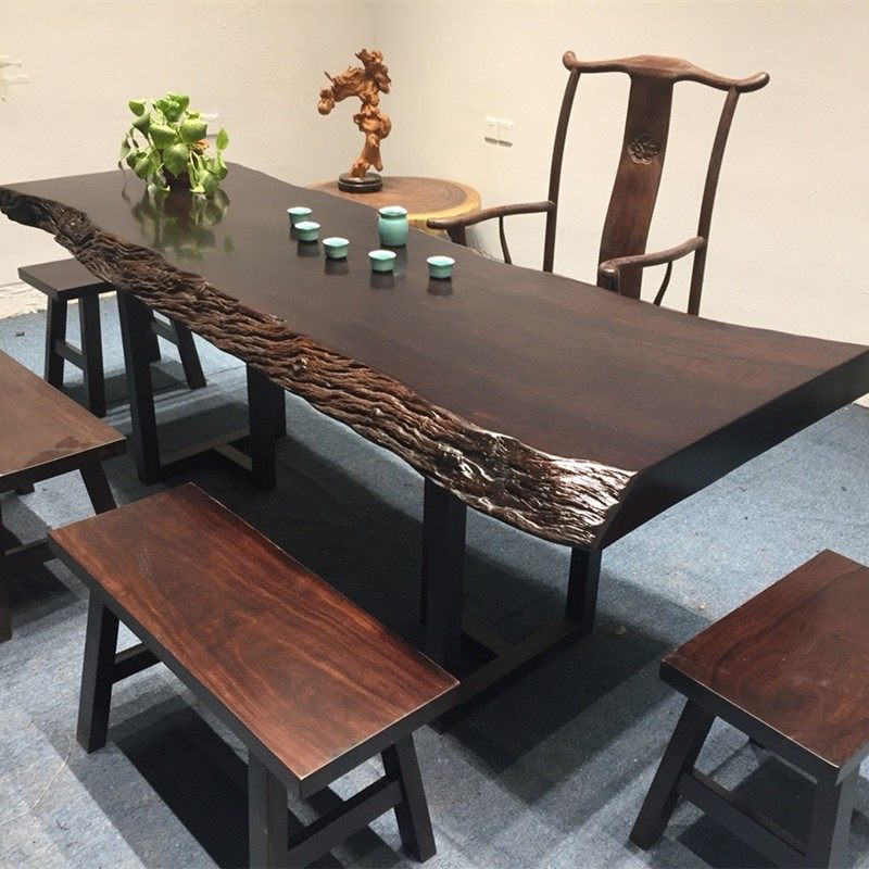 茶桌茶台实木整块原木黑檀大板桌椅红木紫光金书餐桌功夫喝茶,商业/办公家具,大班台/主管桌,淘宝优惠券,粉丝福利购,淘宝优惠卷