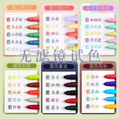 5PCS Retro Colored Gel Pen Set 0.5 mm Kawaii Fine Point Ball