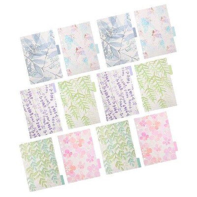12 Pcs Folder Dividers Binder Pp Transparent 6-hole