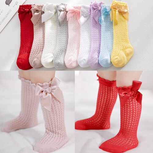 11 Color New Summer Ins Baby Socks Big Bow Mesh Mid-tube Soc