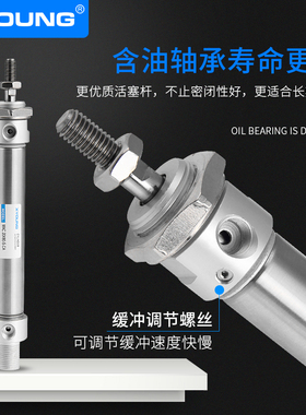 MC20X75气缓冲迷你气缸MC20X-S不锈钢迷你气缸MC20X-S-C