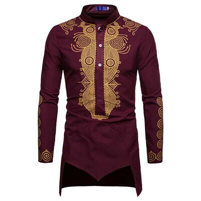 2021News Print African Cothes for Men Dashiki National Bazin