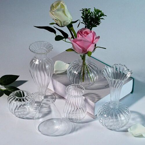 Nordic Transparent Glass Vase Creative Striped Flower Arrang