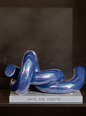 邸高家居入户玄关鞋柜酒柜抽象创意艺术绳编陶瓷炫彩缠绕装饰摆件