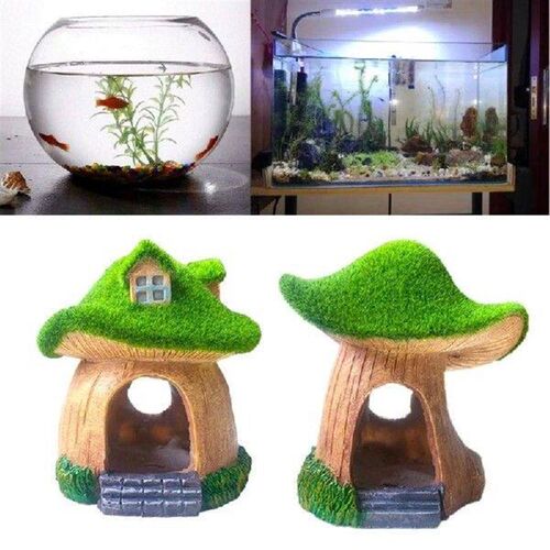Resin Fish Tanks Green Mushroom House Landscape Simulations