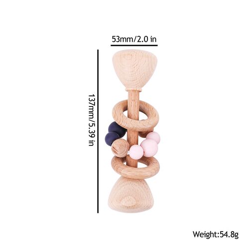 1pc Baby Toys Beech Wooden Rattle Hand Bells Toys Of Newbron