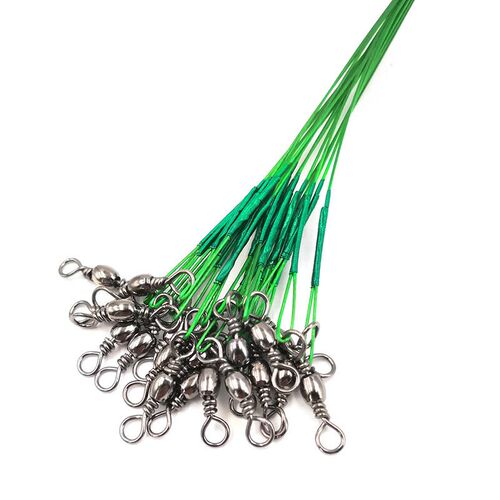 10Pcs Steel Fishing Line Steel Wire Leader With Swivel Olta