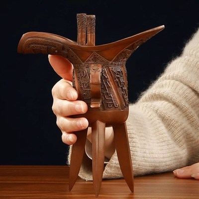 紫铜爵杯紫铜爵杯 仿古铜摆件加官进爵工艺品摆设开业礼品