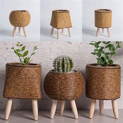 Practical Rattan Woven Flower Pot With Removable Legs Hand