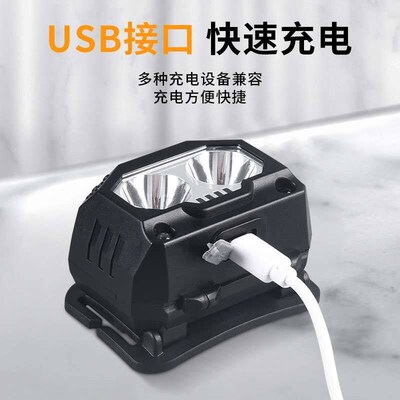 White and yellow dual light source LED headlight built-in li