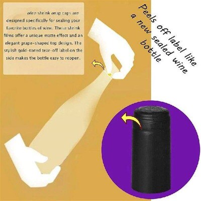 Caps Wrap Wine Bottle Seals Set 50 Pcs Black Pvc Heat