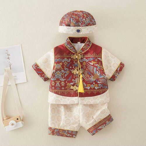 Boys Baby One-year-old Grab Week Tang Suit Baby Chinese Sty