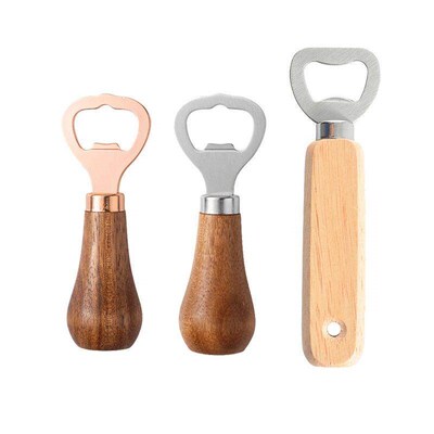 Stainless Steel Bottle Opener with Real Acacia Wood Handle,