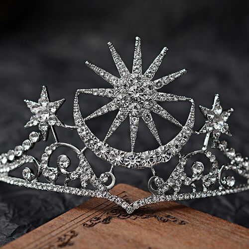 Baroque Star Crown Crystal Bridal Tiaras Rhinestone Pageant