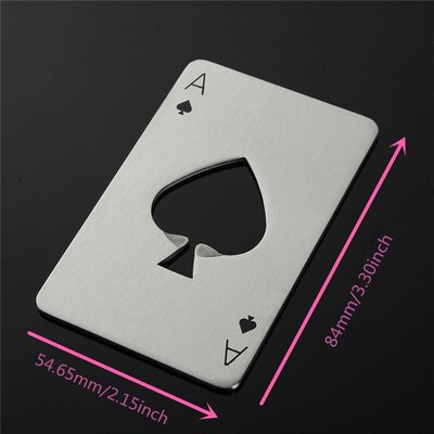 1pcs A Poker Shaped Bottle Can Opener Stainless Steel Credit