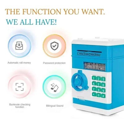 Electronic Piggy Bank Automatic Mini Safe Coins Cash Saving