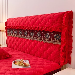 全包床头罩现代通用蕾丝花边公主床头罩木皮床靠背防尘出租屋