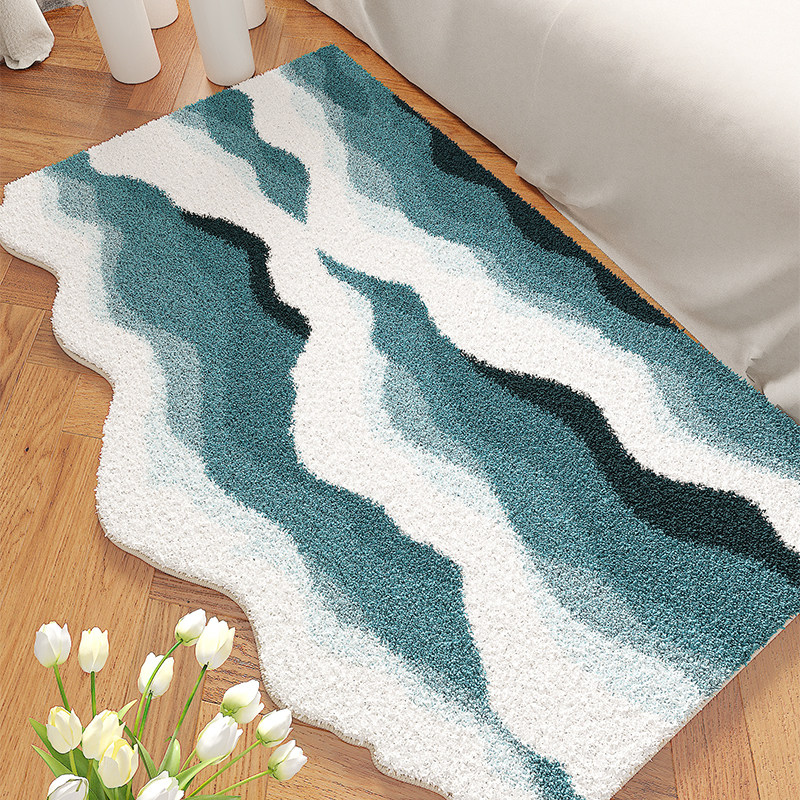 海浪仿羊绒卧室床边毯客厅沙发毯异形不规则衣帽间地垫可水洗耐脏,居家布艺,入户地垫,淘宝优惠券,粉丝福利购,淘宝优惠卷