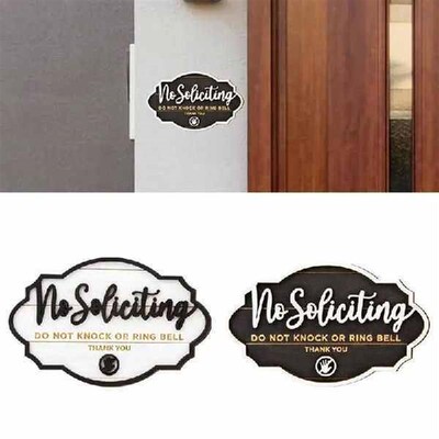 No Knock Door Sign Dangling Anti Soliciting Sign Wooden