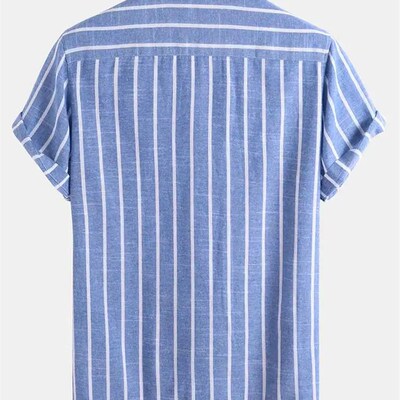 ZAFUL Striped Shirts for Men Half Button Collarless Short Sl